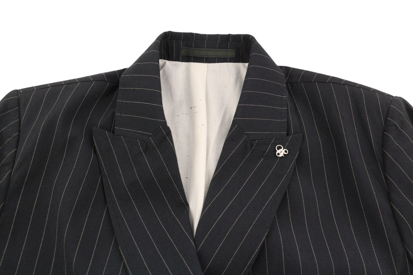 SCOTCH & SODA Men Blazer M Grey Pinstripe Peak Lapel Double Breasted Jacket