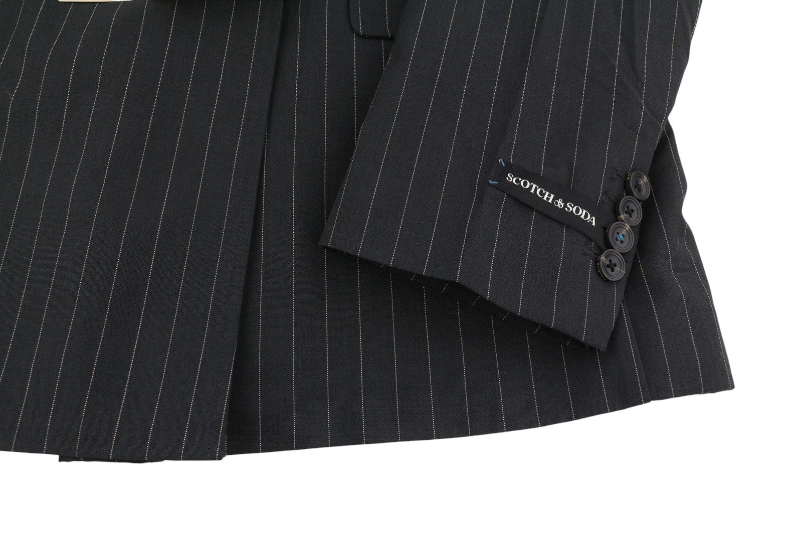 SCOTCH & SODA Men Blazer M Grey Pinstripe Peak Lapel Double Breasted Jacket