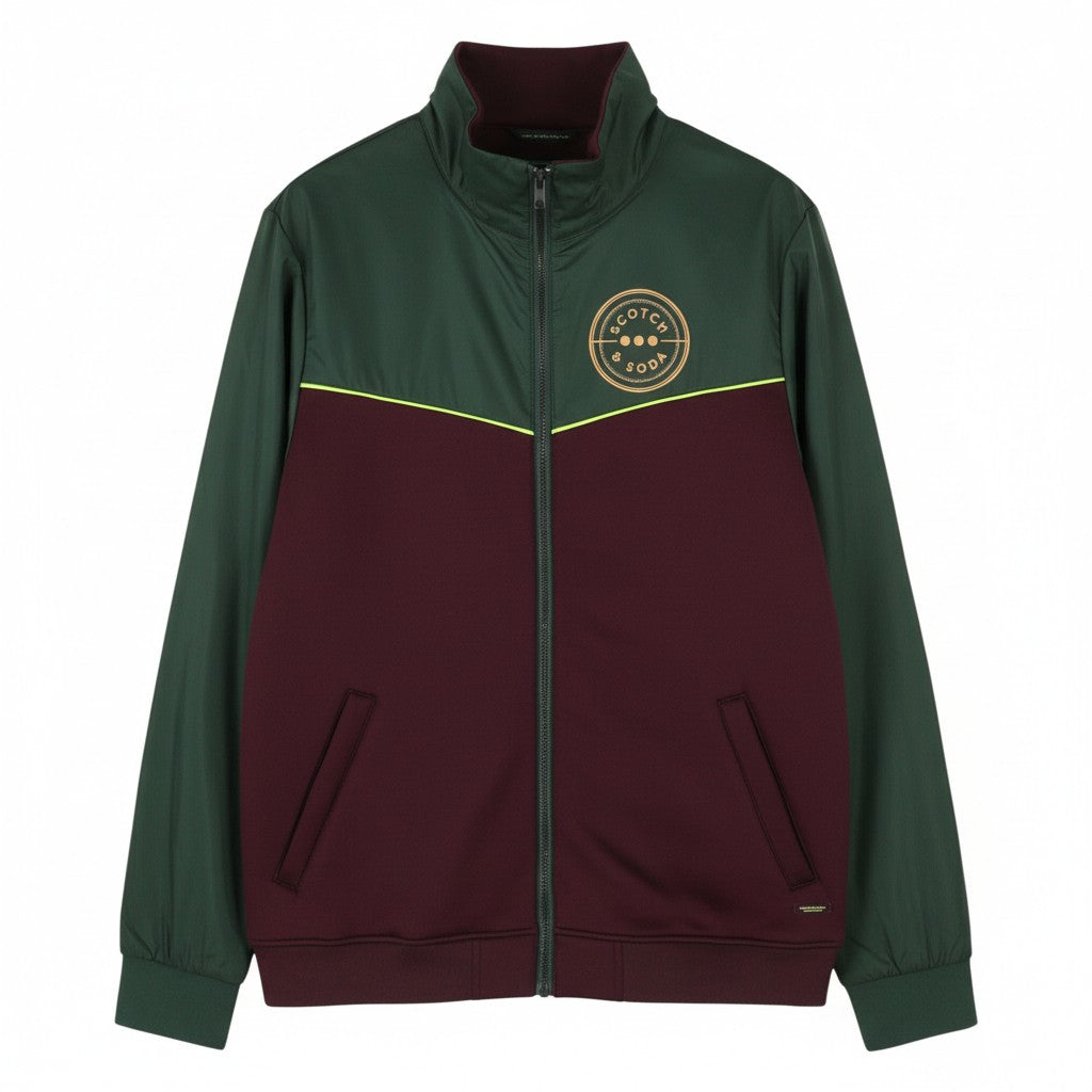SCOTCH & SODA Men Jacket L Burgundy High Neck Full Zip Light Unlined Coat