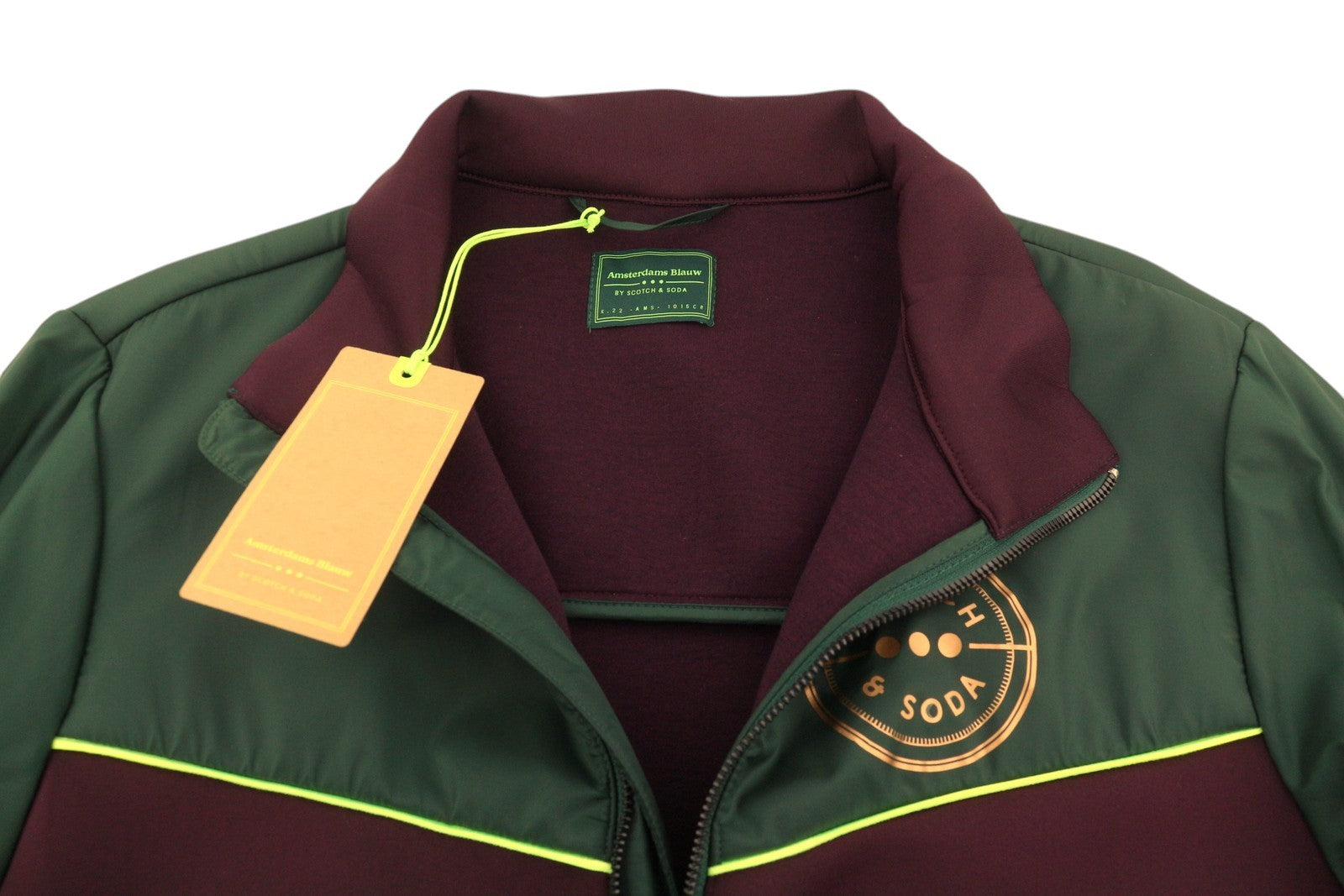 SCOTCH & SODA Men Jacket L Burgundy High Neck Full Zip Light Unlined Coat