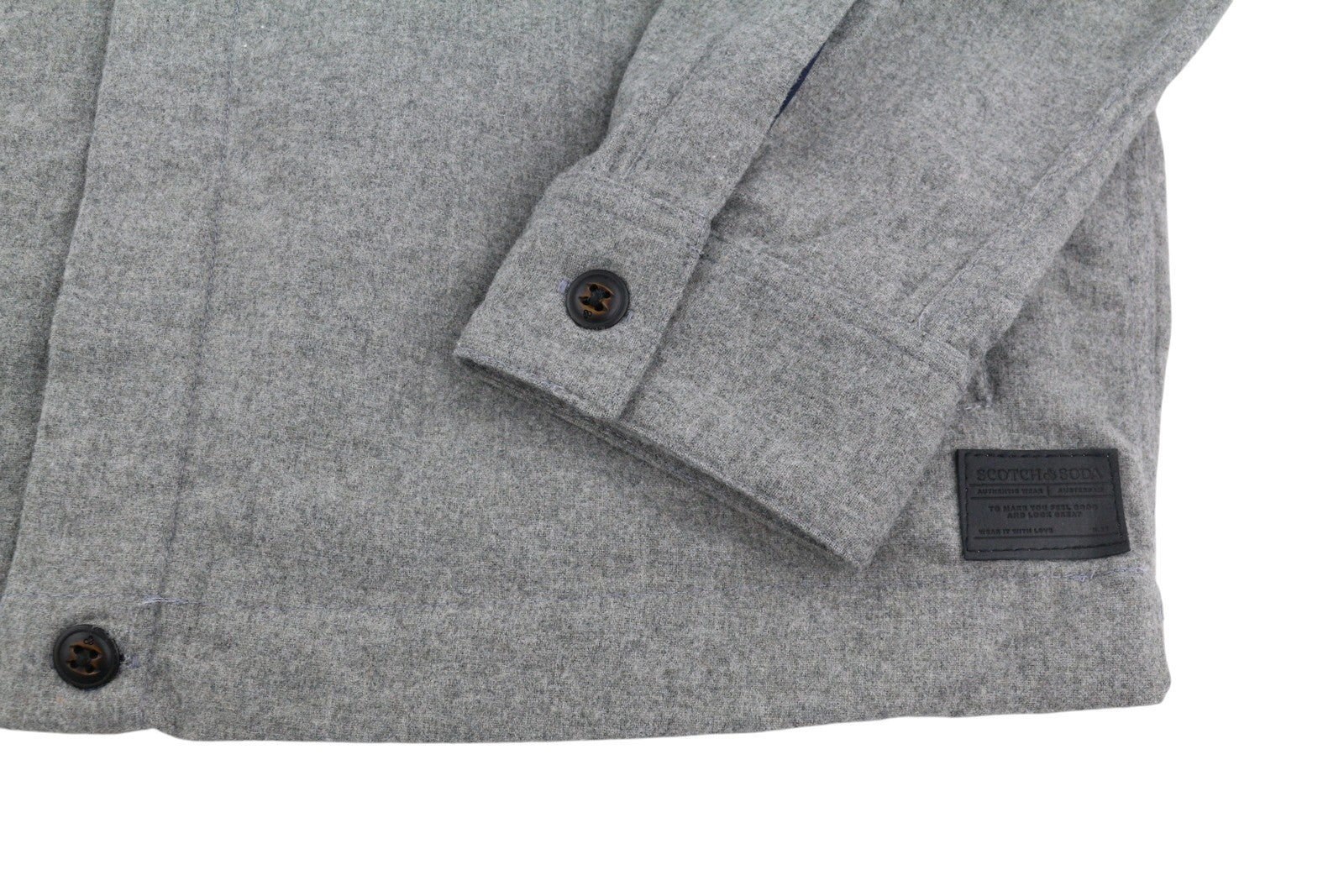 SCOTCH & SODA Men Jacket S Grey Melange Spread Neck Button Light Overshirt