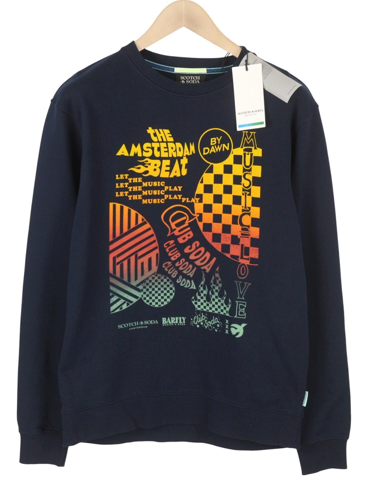 SCOTCH & SODA Men Sweatshirt M Navy Crew Neck Long Sleeve Pull On