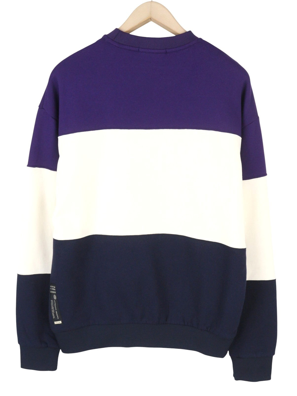 SCOTCH & SODA Men Sweatshirt L Stripe Cotton Oversized Crew Neck Pull On