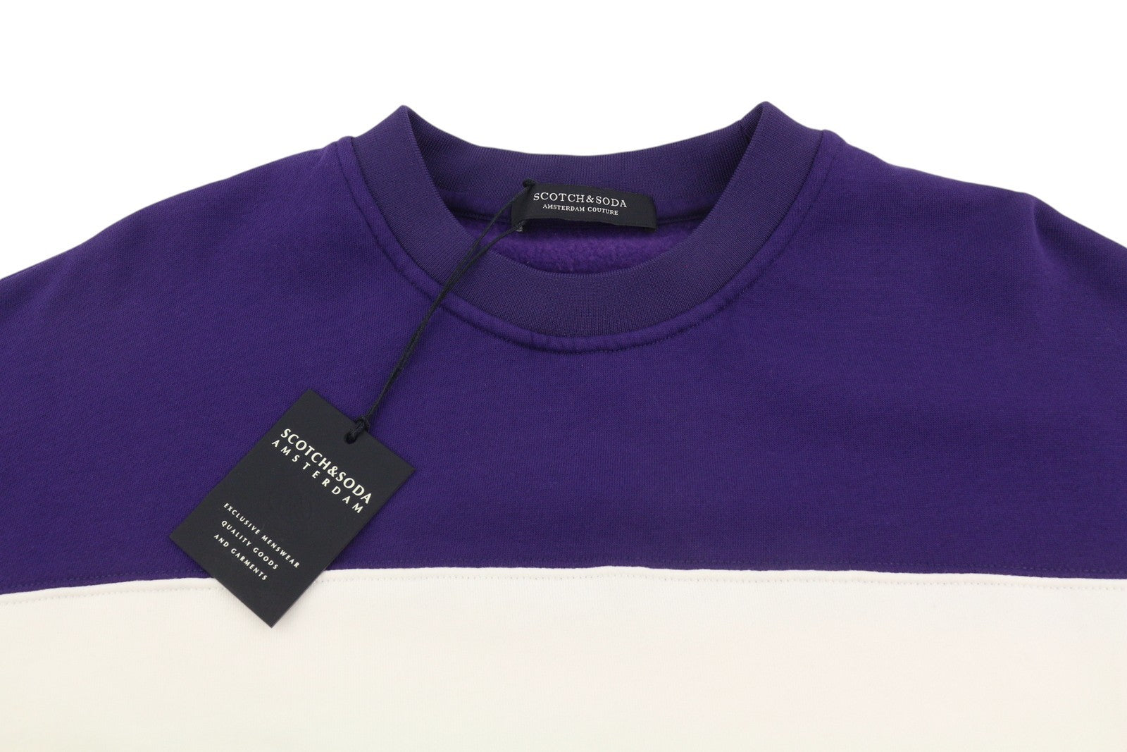 SCOTCH & SODA Men Sweatshirt L Stripe Cotton Oversized Crew Neck Pull On