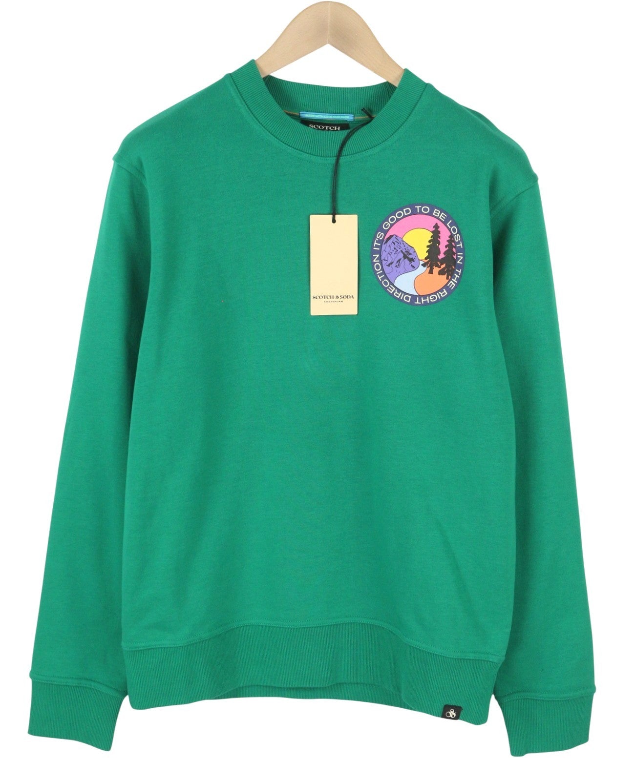 SCOTCH & SODA Men Sweatshirt M Green Cotton Blend Crew Neck Pull On