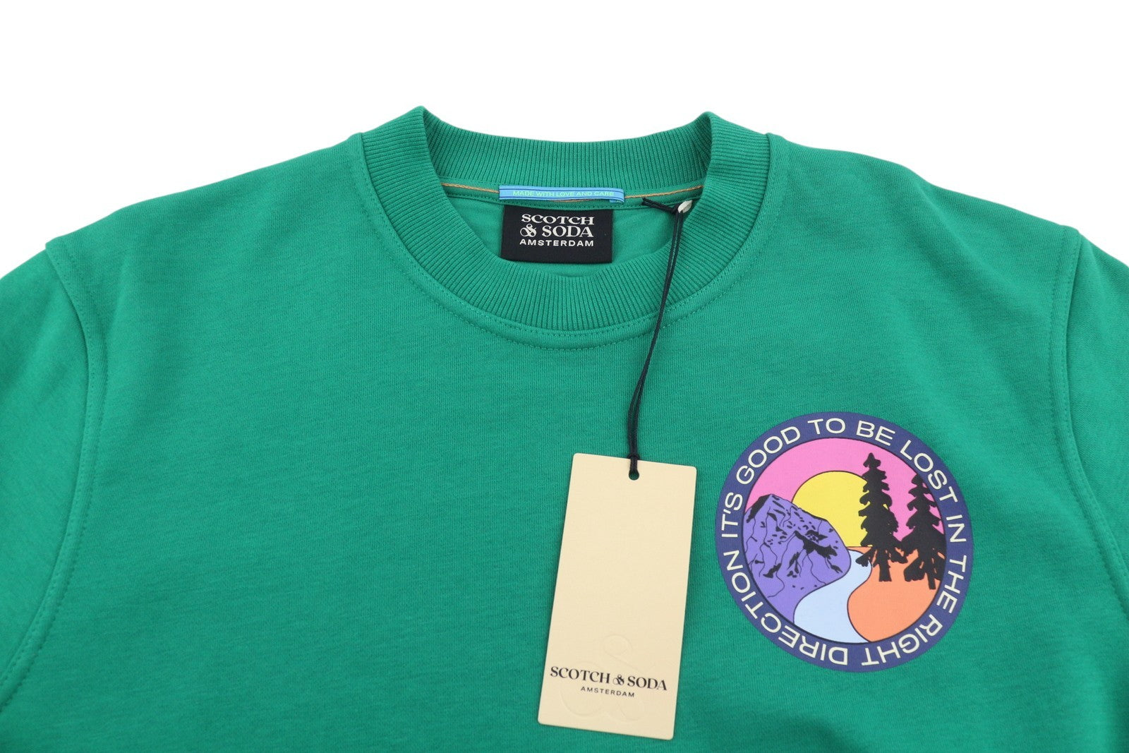 SCOTCH & SODA Men Sweatshirt M Green Cotton Blend Crew Neck Pull On