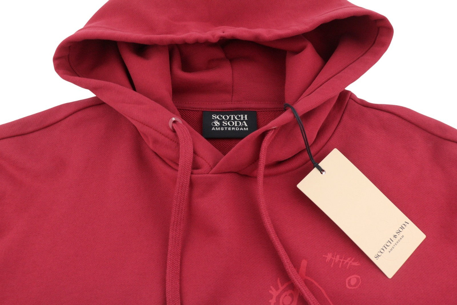 SCOTCH & SODA Men Hoodie M Red Cotton Hooded Kangaroo Pocket Pull On