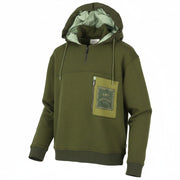 SCOTCH & SODA Men Hoodie M Green Padded Hood Half Zip Patch Pocket Pull On
