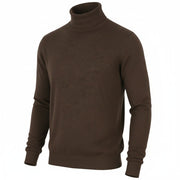 SCOTCH & SODA Men Jumper L Brown Melange High Neck Tight Knit Sweater