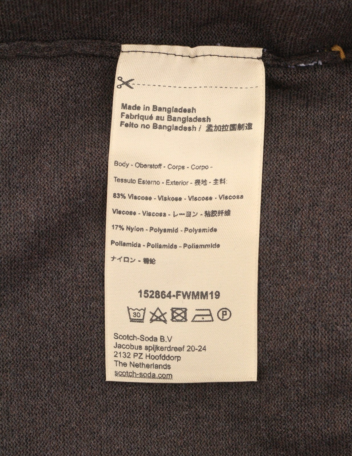 SCOTCH & SODA Men Jumper L Brown Melange High Neck Tight Knit Sweater