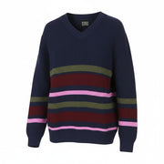 SCOTCH & SODA Men Jumper L Navy Stripe Tight Knit V-Neck Pull On