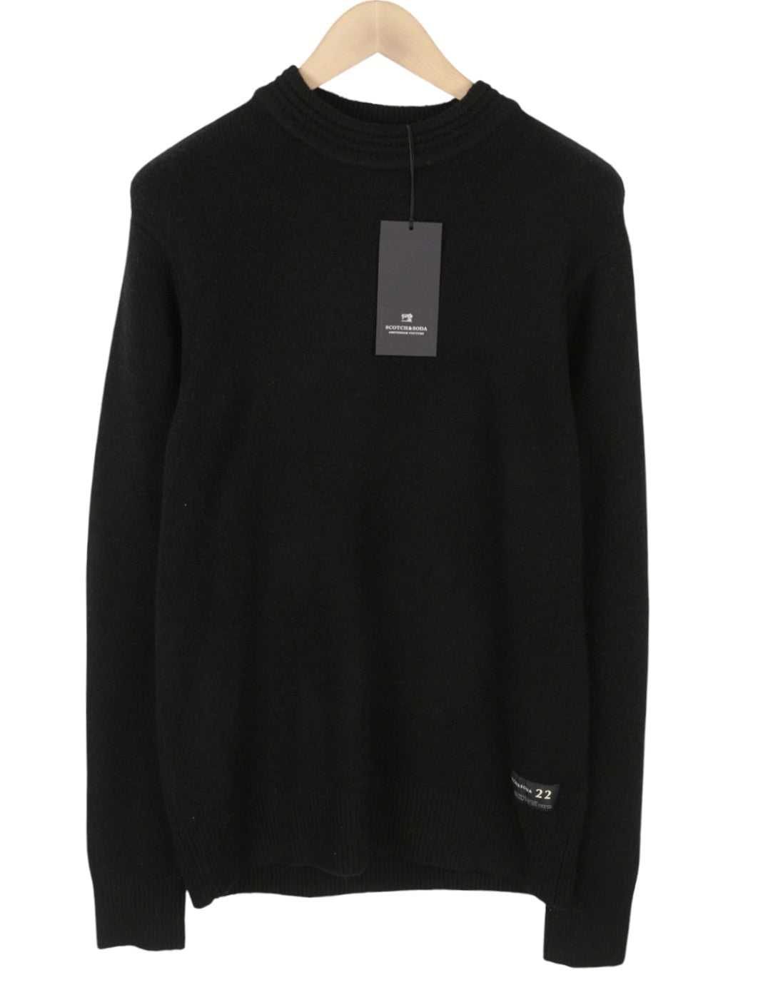 SCOTCH & SODA Men Jumper L Black Tight Knit Mock Neck Soft 22 Serie