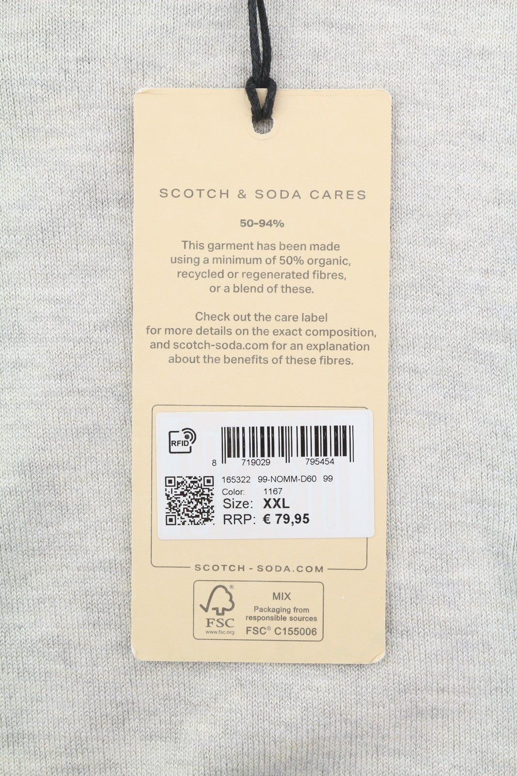 SCOTCH & SODA Men Jumper 2XL Grey Melange Tight Knit Embroidered Pull On