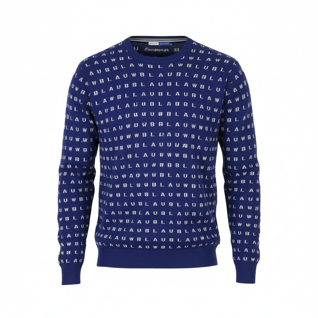 SCOTCH & SODA Men Jumper M Blue Logo Print Tight Knit Cotton Pull On