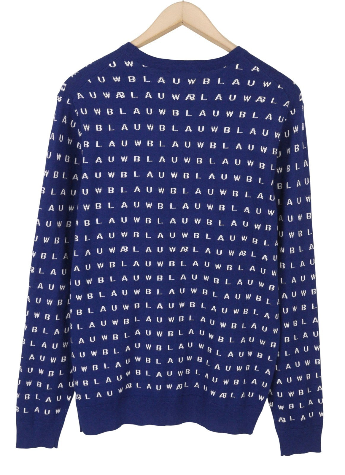 SCOTCH & SODA Men Jumper M Blue Logo Print Tight Knit Cotton Pull On