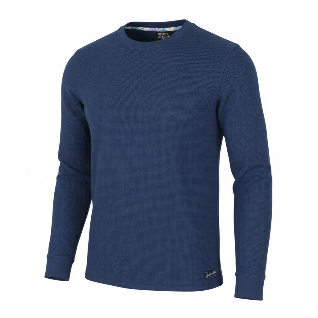 SCOTCH & SODA Men Sweatshirt M Dark Blue Textured Cotton Crew Pull On