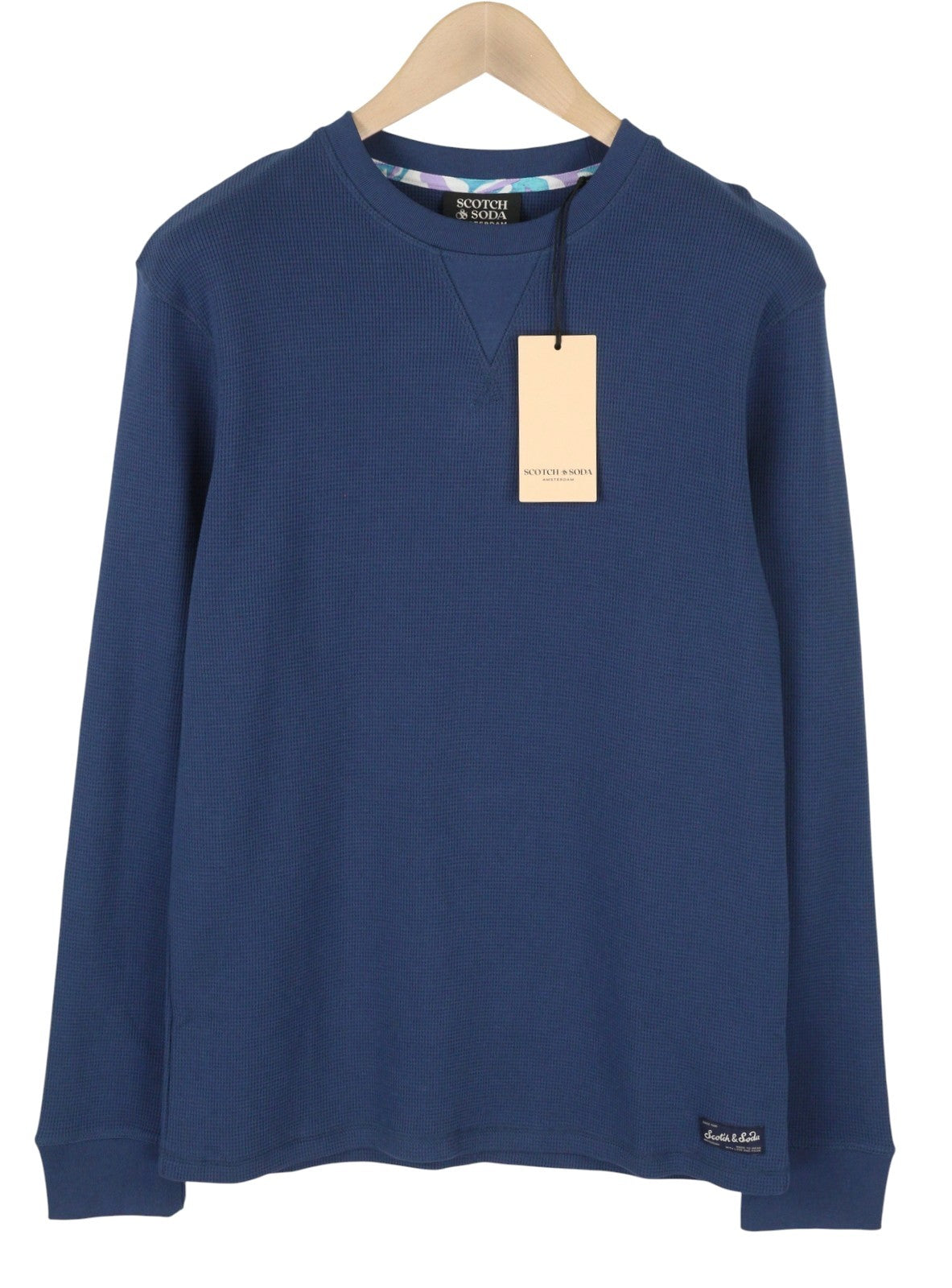 SCOTCH & SODA Men Sweatshirt M Dark Blue Textured Cotton Crew Pull On