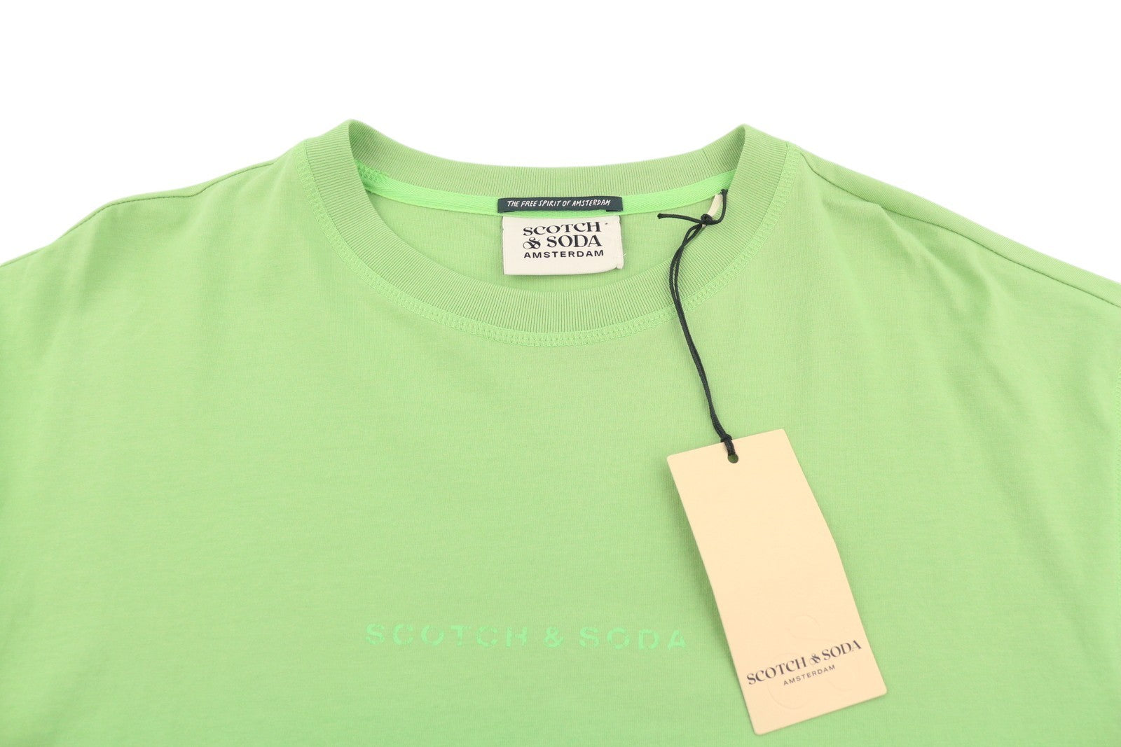 SCOTCH & SODA Men T-Shirt M Green Cotton Oversized Crew Neck Short Sleeve Tee