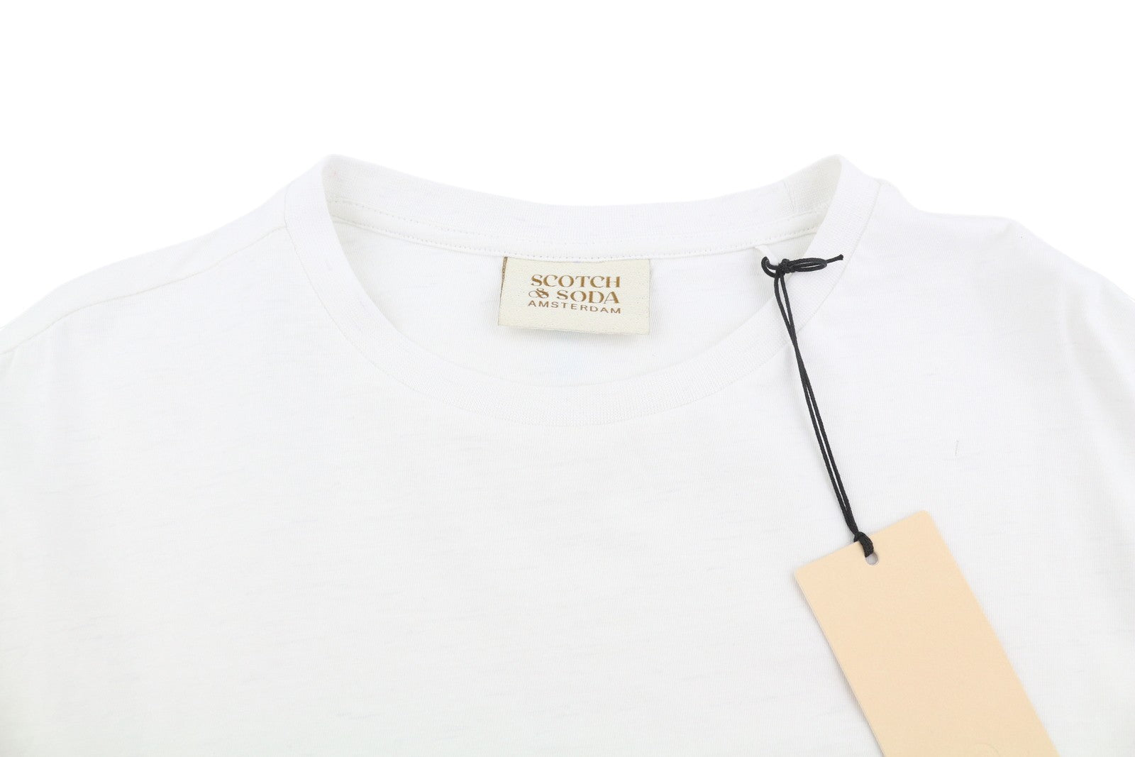 SCOTCH & SODA Men T-Shirt M White Linen Cotton Tricot Crew Neck Short Sleeve