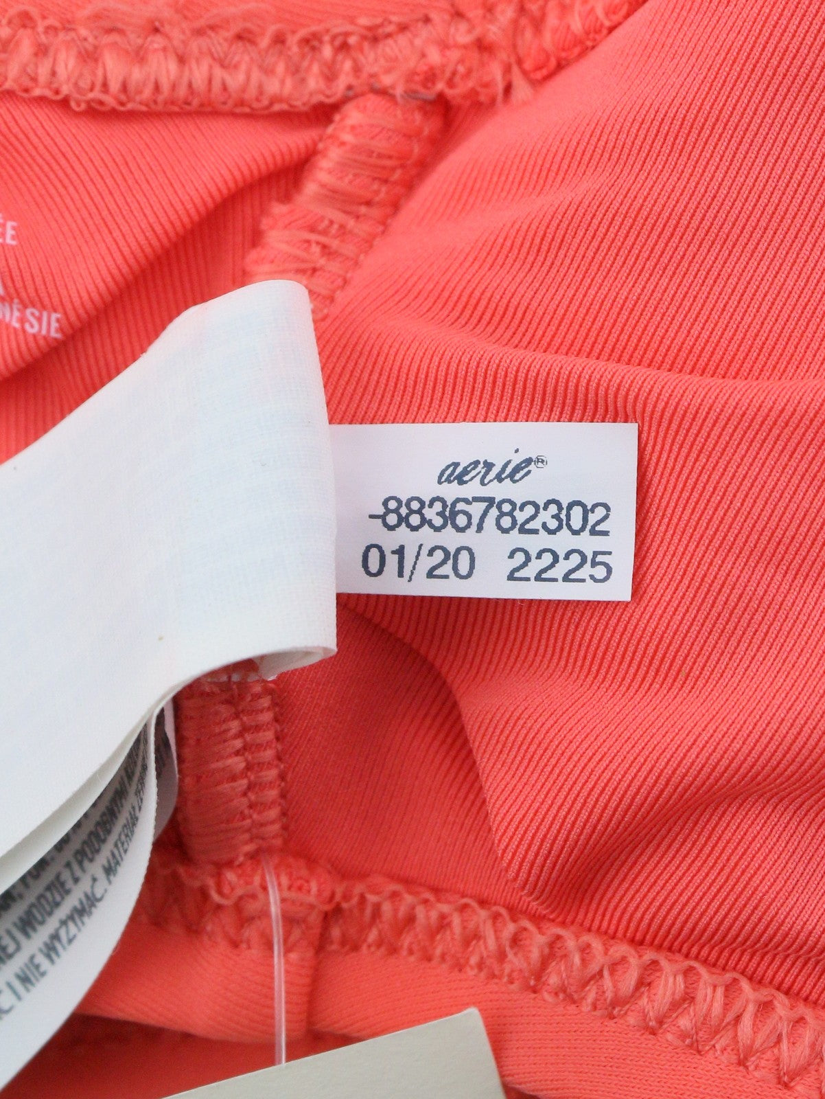 AERIE Women Bikini Top M Coral Scoop Peach O-Ring Detail Beach Swimwear