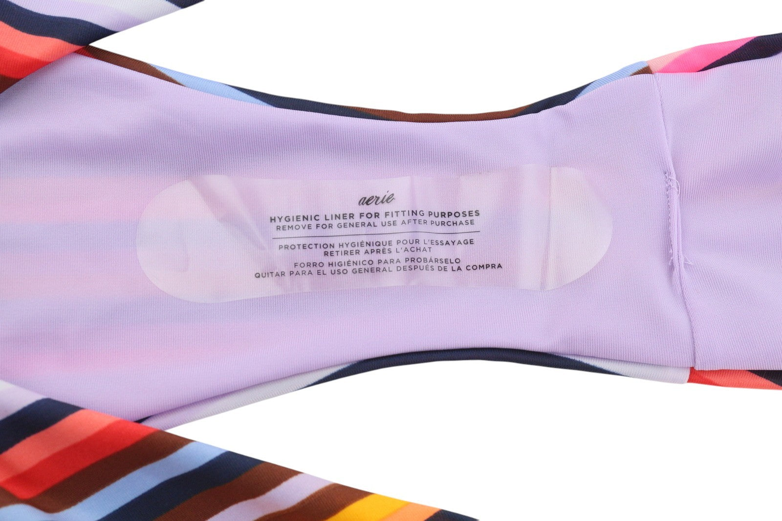 AERIE Women Bikini Bottoms L Colourful Pinstriped Lined Beach Swimwear