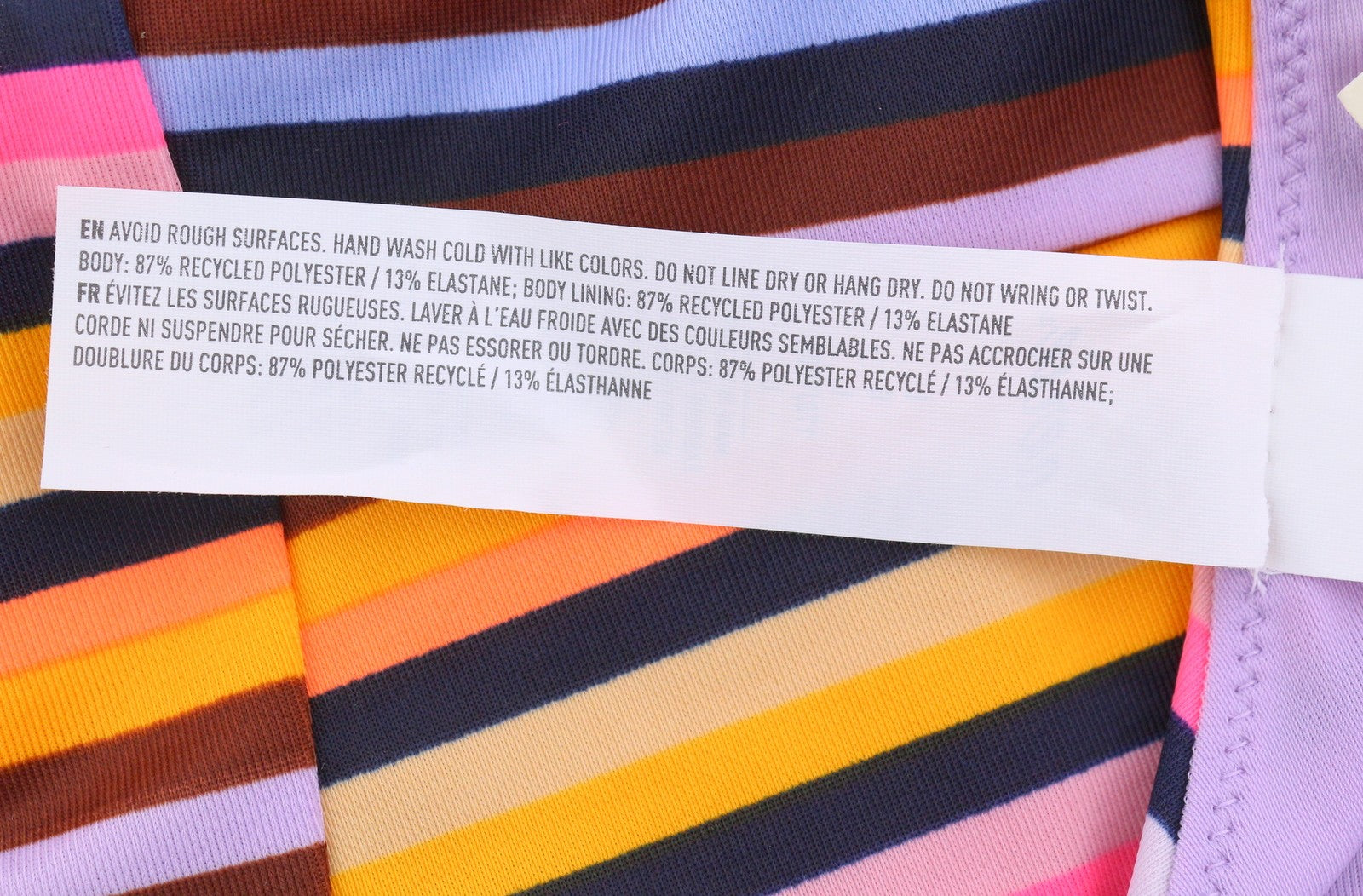 AERIE Women Bikini Bottoms L Colourful Pinstriped Lined Beach Swimwear