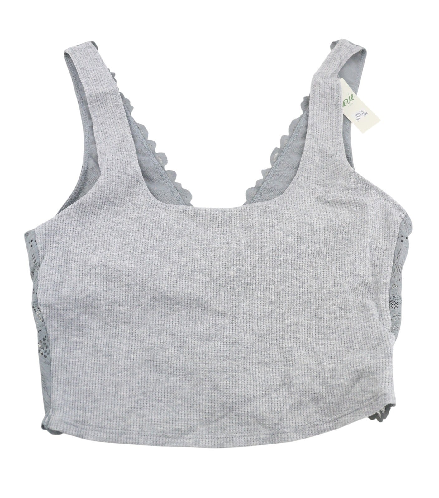 AERIE Women Underwear S Grey Melange Lace Waffle Longline Bralette