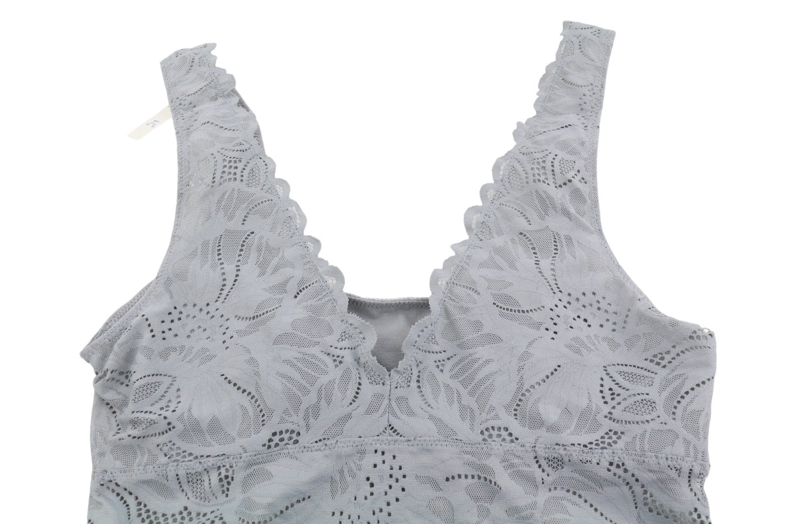 AERIE Women Underwear S Grey Melange Lace Waffle Longline Bralette