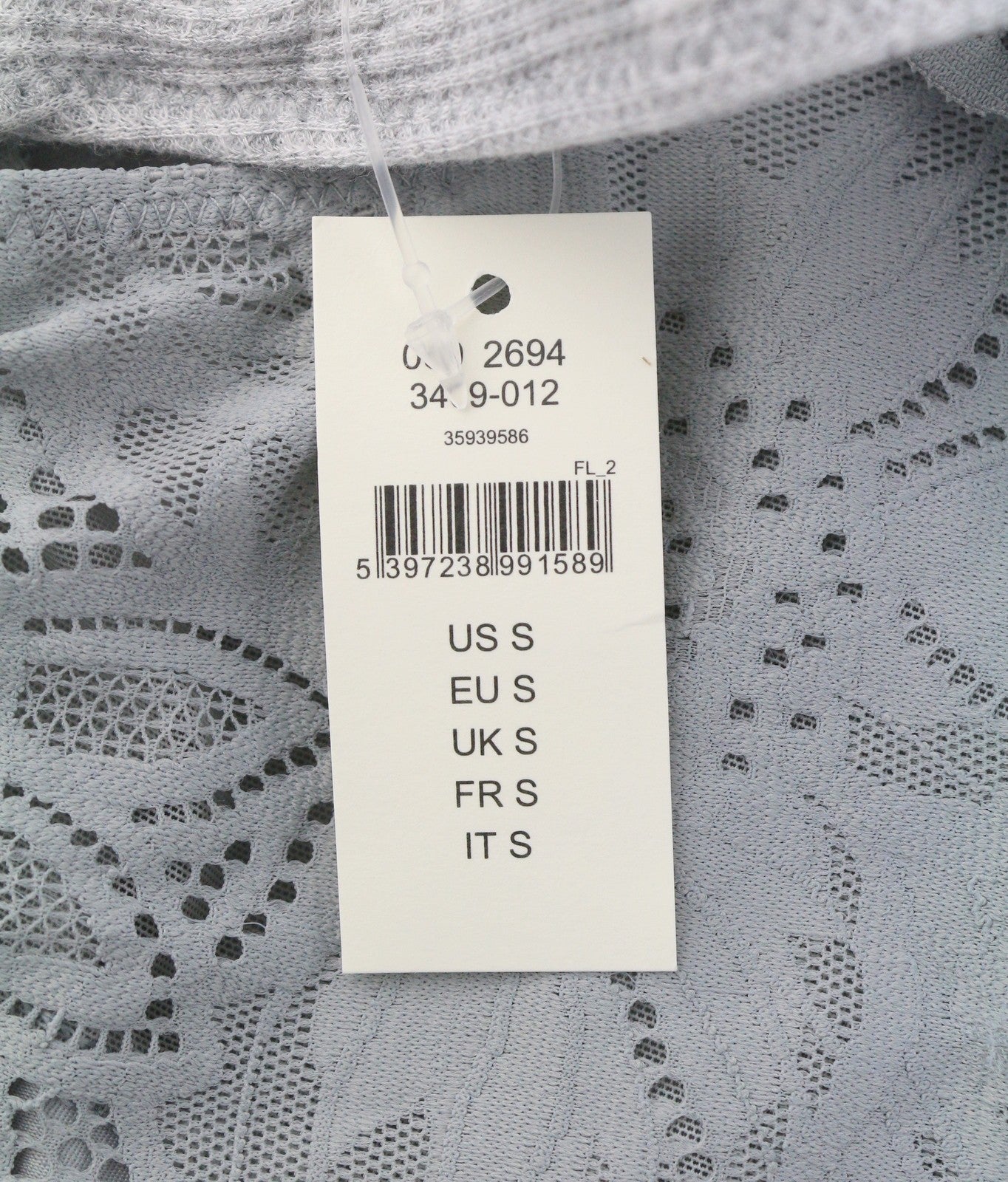 AERIE Women Underwear S Grey Melange Lace Waffle Longline Bralette