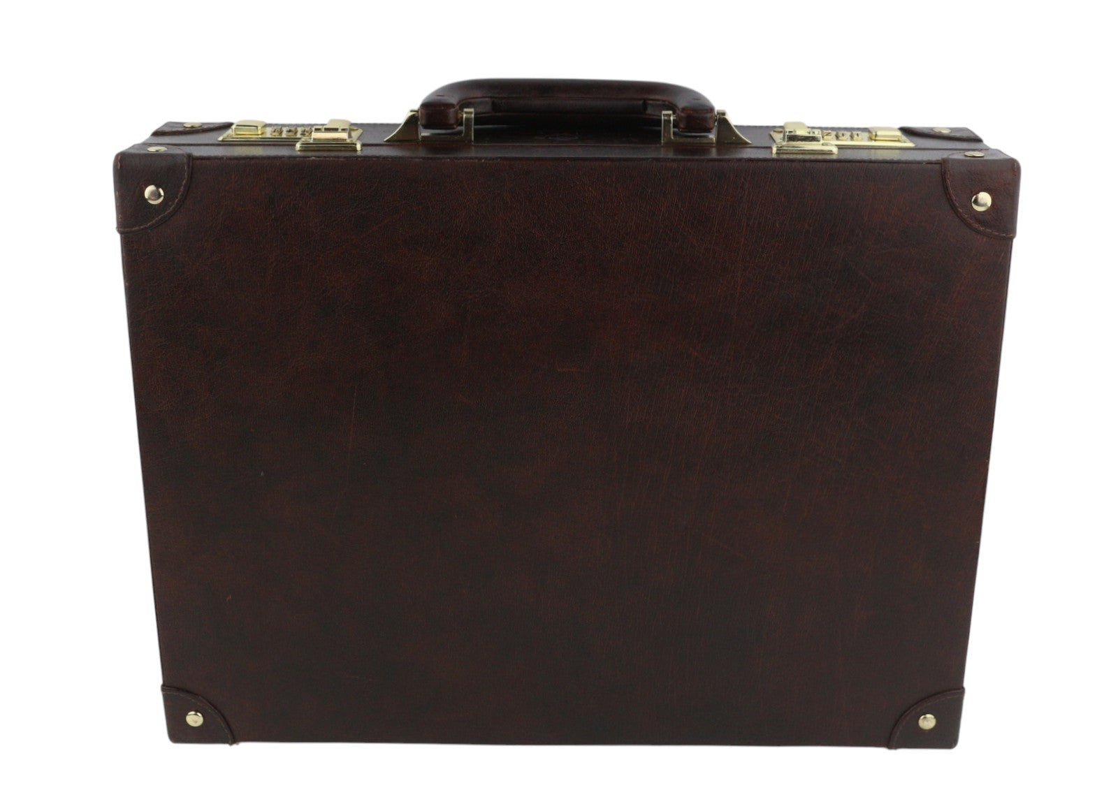 TIME RESISTANCE A Legary Men Bag OS Brown Leather Attache Case Briefcase RRP450