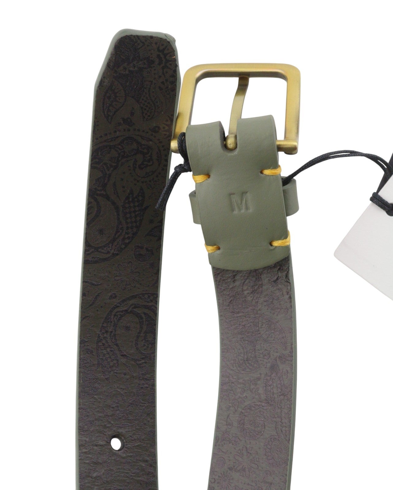 SCOTCH & SODA Men Belt M Field Green Recycled Leather Gold Tone Buckle