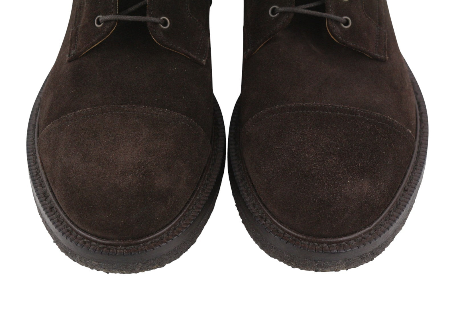SUITSUPPLY Men Boots EU43 Brown Suede Leather Almond Toe Laced Mid Top