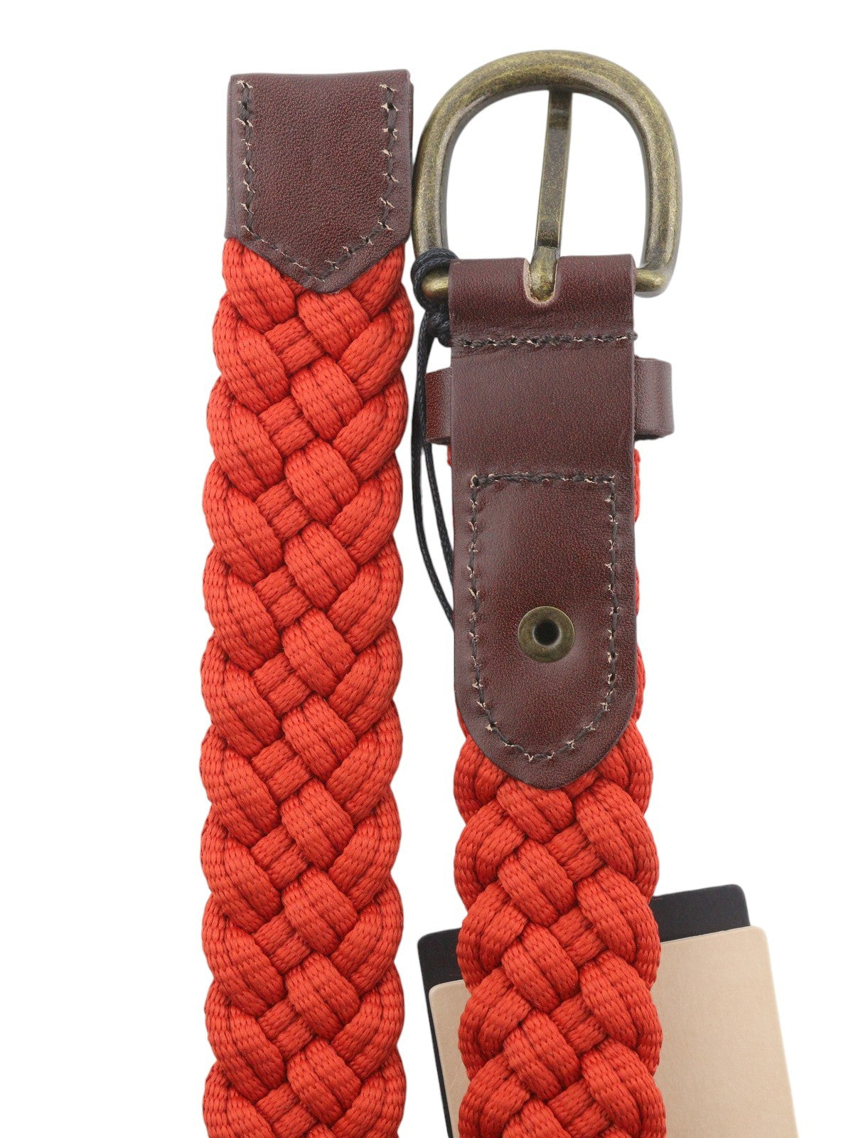 SCOTCH & SODA Men Belt 115 CM Red Braided Leather Details Buckle