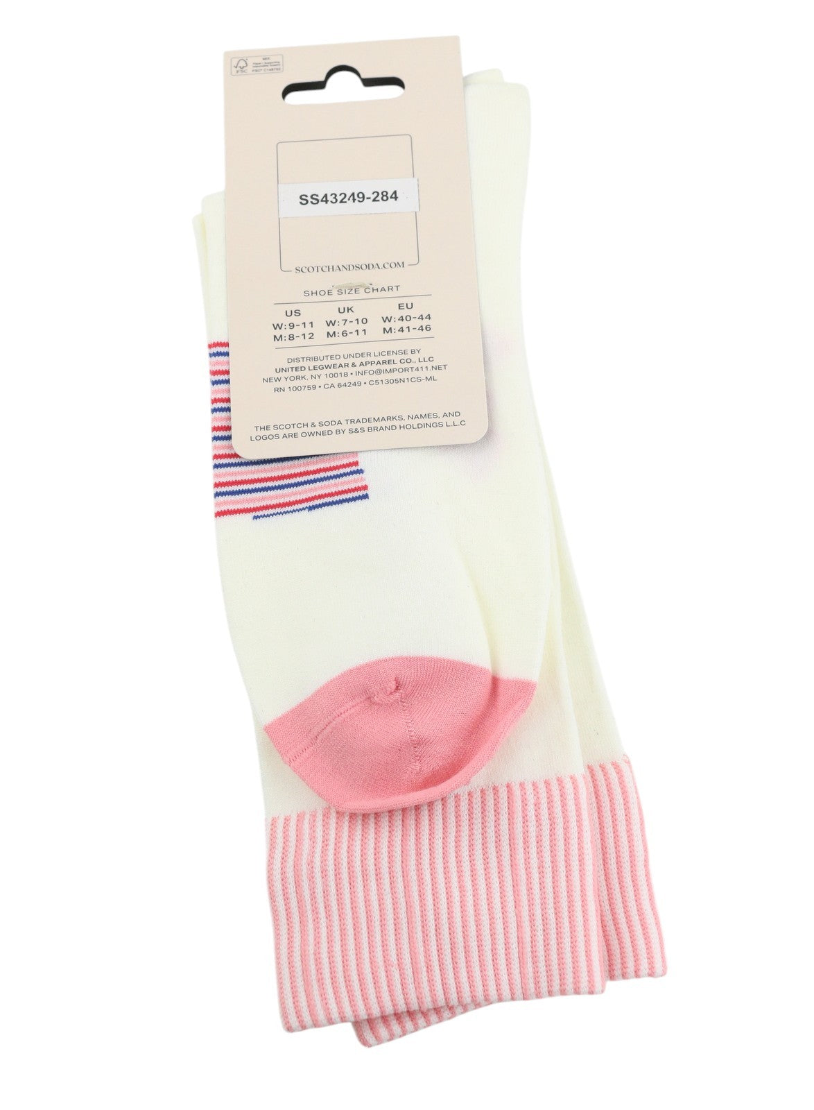 SCOTCH & SODA x Joe Jonas Women Socks EU40/44 White Patterned Tight-Knit Unisex