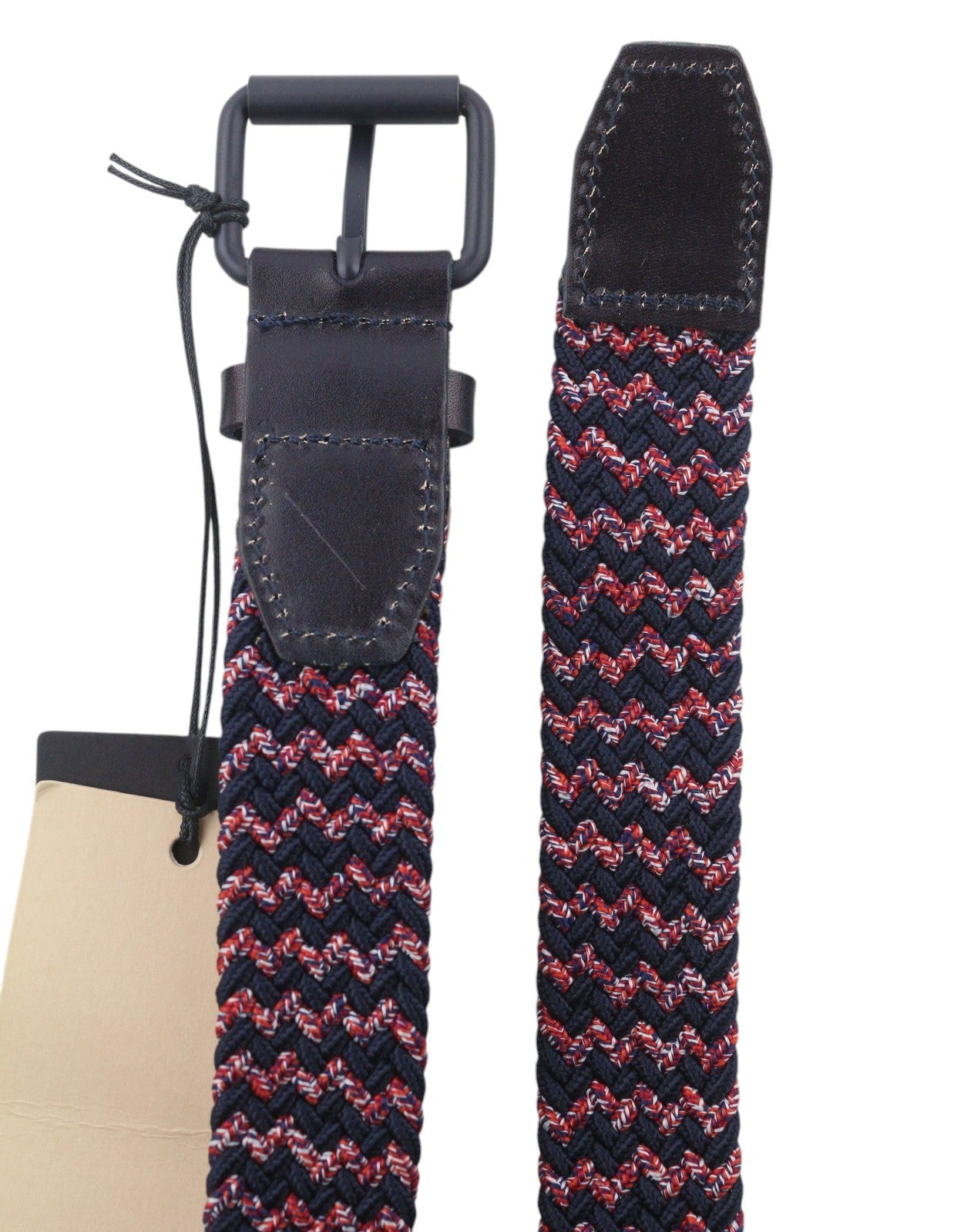 SCOTCH & SODA Men Belt 115 CM Dark Blue Patterned Braided Leather Details Buckle