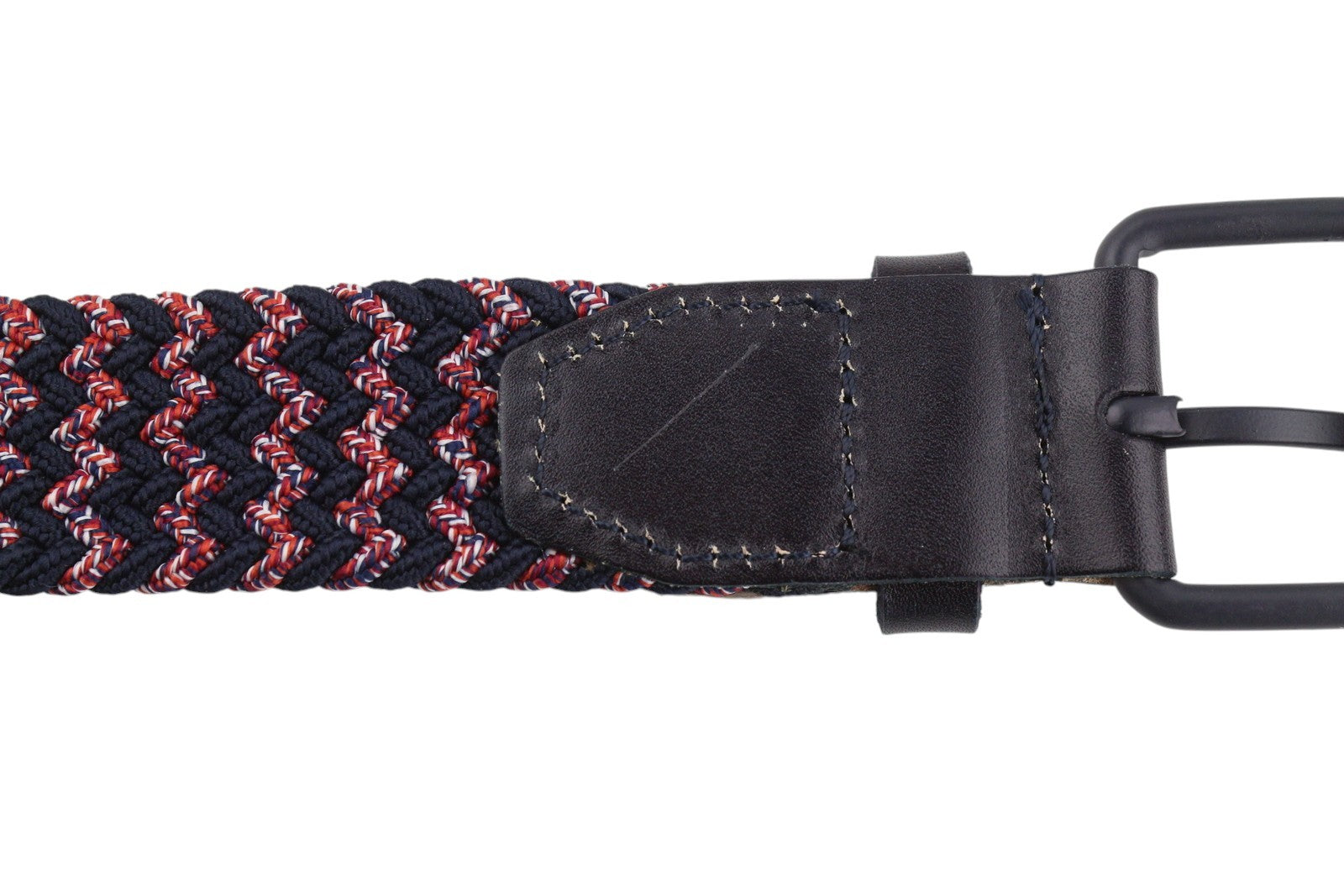 SCOTCH & SODA Men Belt 115 CM Dark Blue Patterned Braided Leather Details Buckle