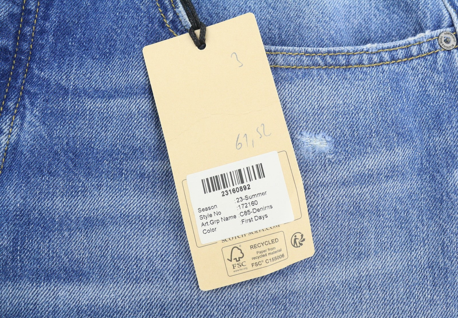 SCOTCH & SODA The Vert Men Jeans W32/L32 Blue Distressed Faded Straight Denim