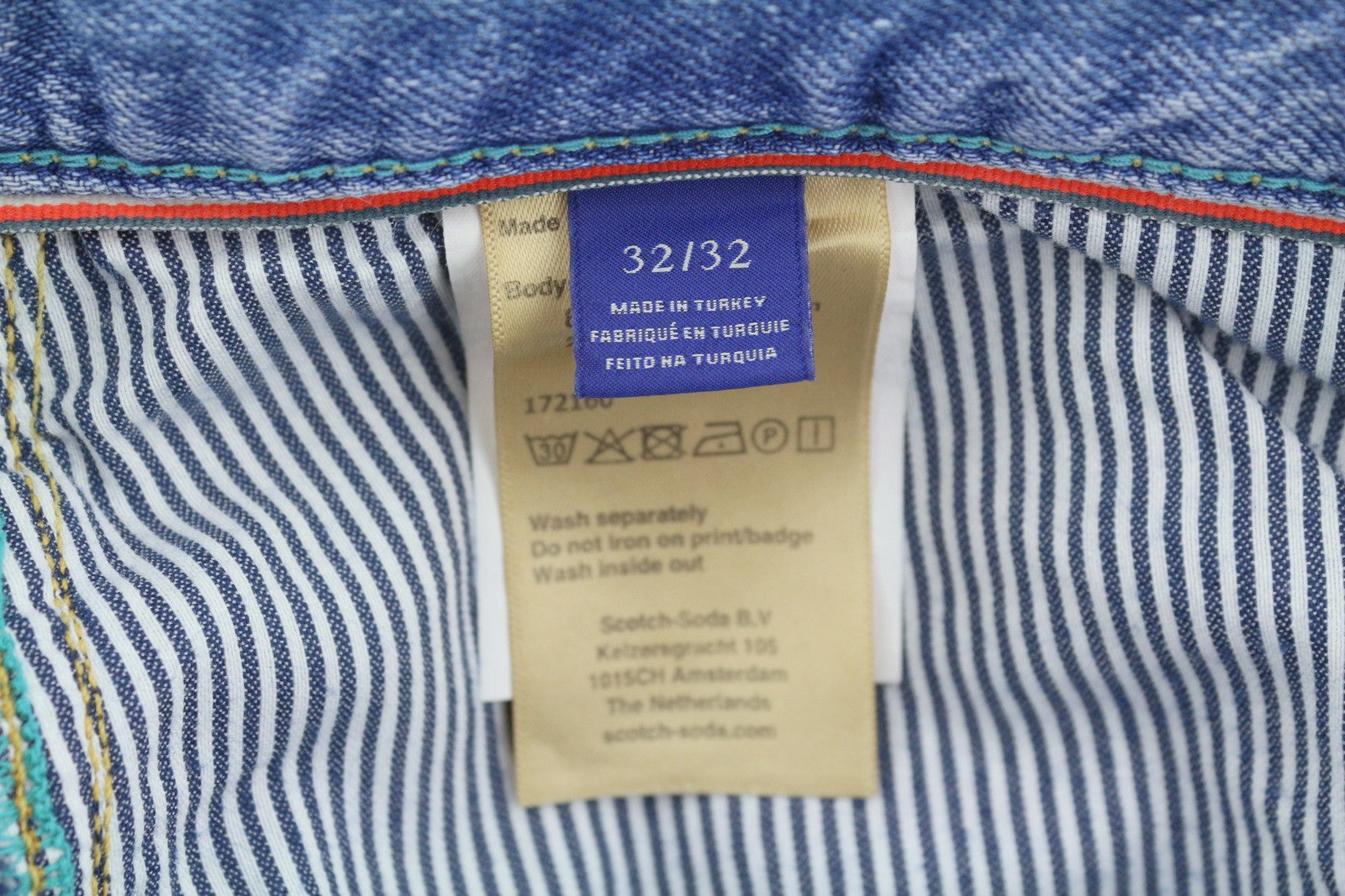SCOTCH & SODA The Vert Men Jeans W32/L32 Blue Distressed Faded Straight Denim
