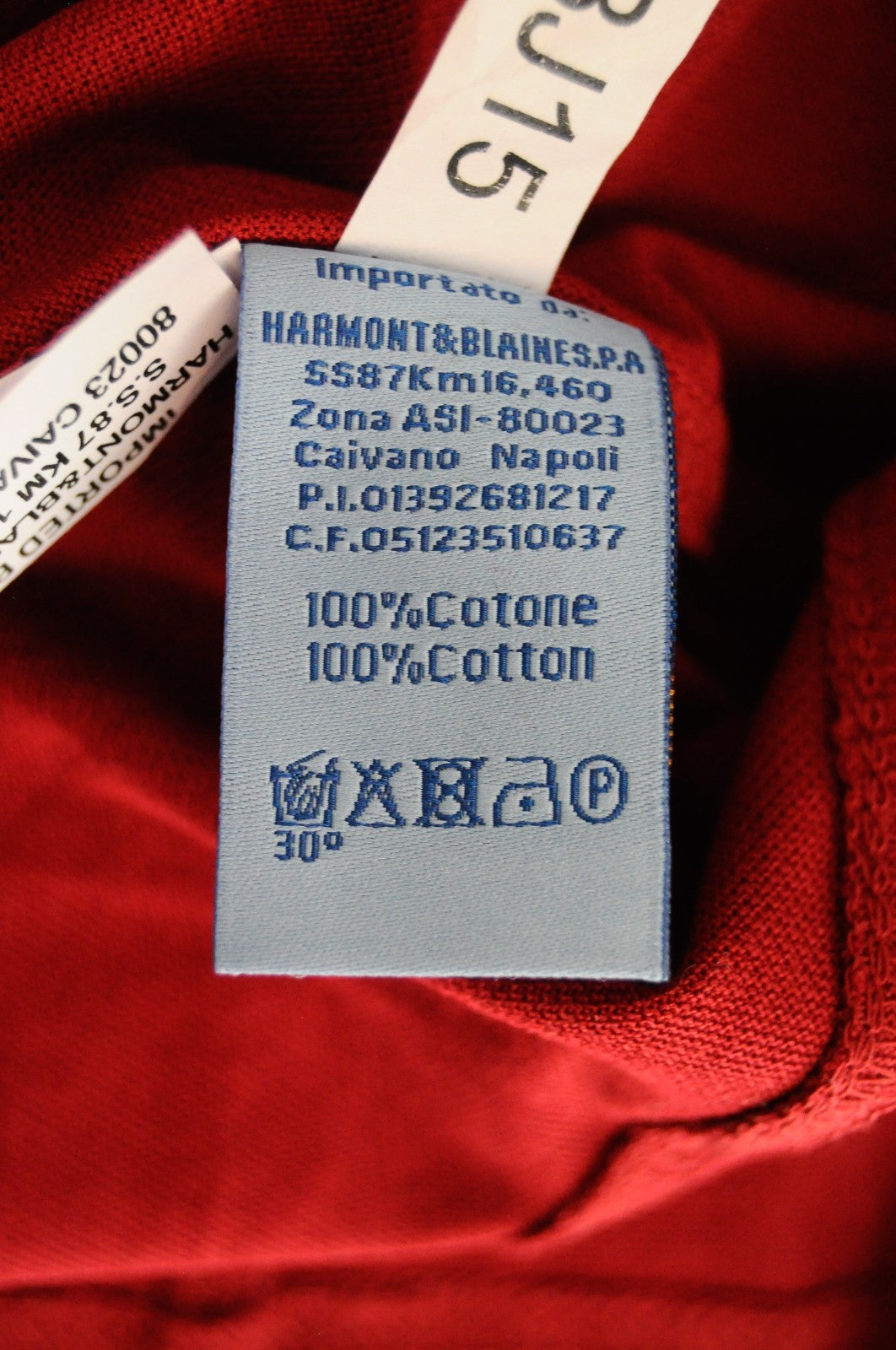 HARMONT & BLAINE Men T-Shirt M Red Pure Cotton Short Sleeved Collared Logo Polo