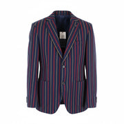HARMONT & BLAINE Men Blazer 48 M Navy Cotton Striped Pattern Single-Breasted