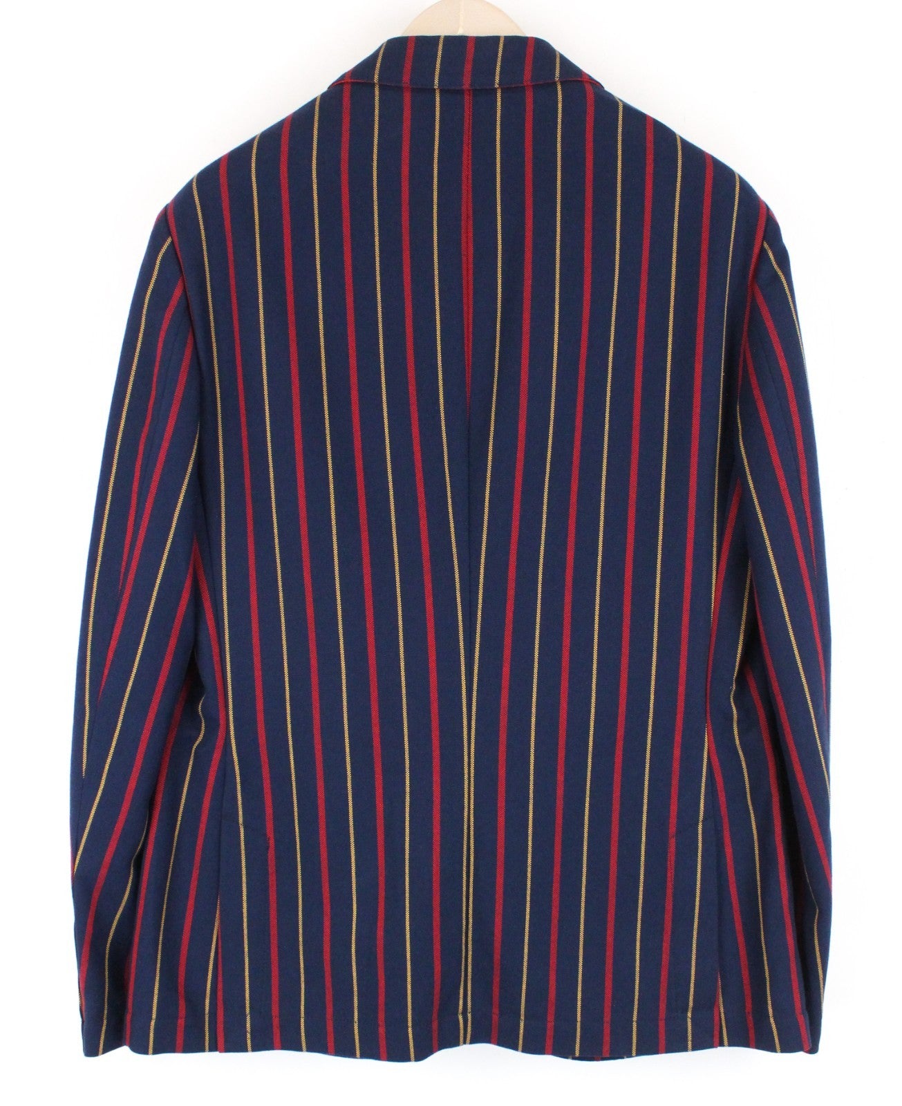 HARMONT & BLAINE Men Blazer 48 M Navy Cotton Striped Pattern Single-Breasted