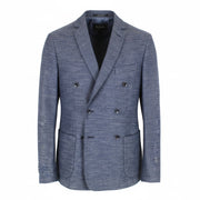 HARMONT & BLAINE Men Blazer 50 L Blue Double-Breasted Cotton Notch Lapel Classic