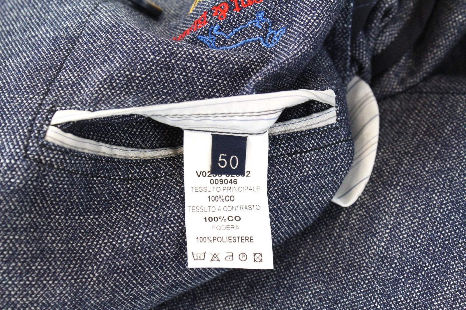 HARMONT & BLAINE Men Blazer 50 L Blue Double-Breasted Cotton Notch Lapel Classic