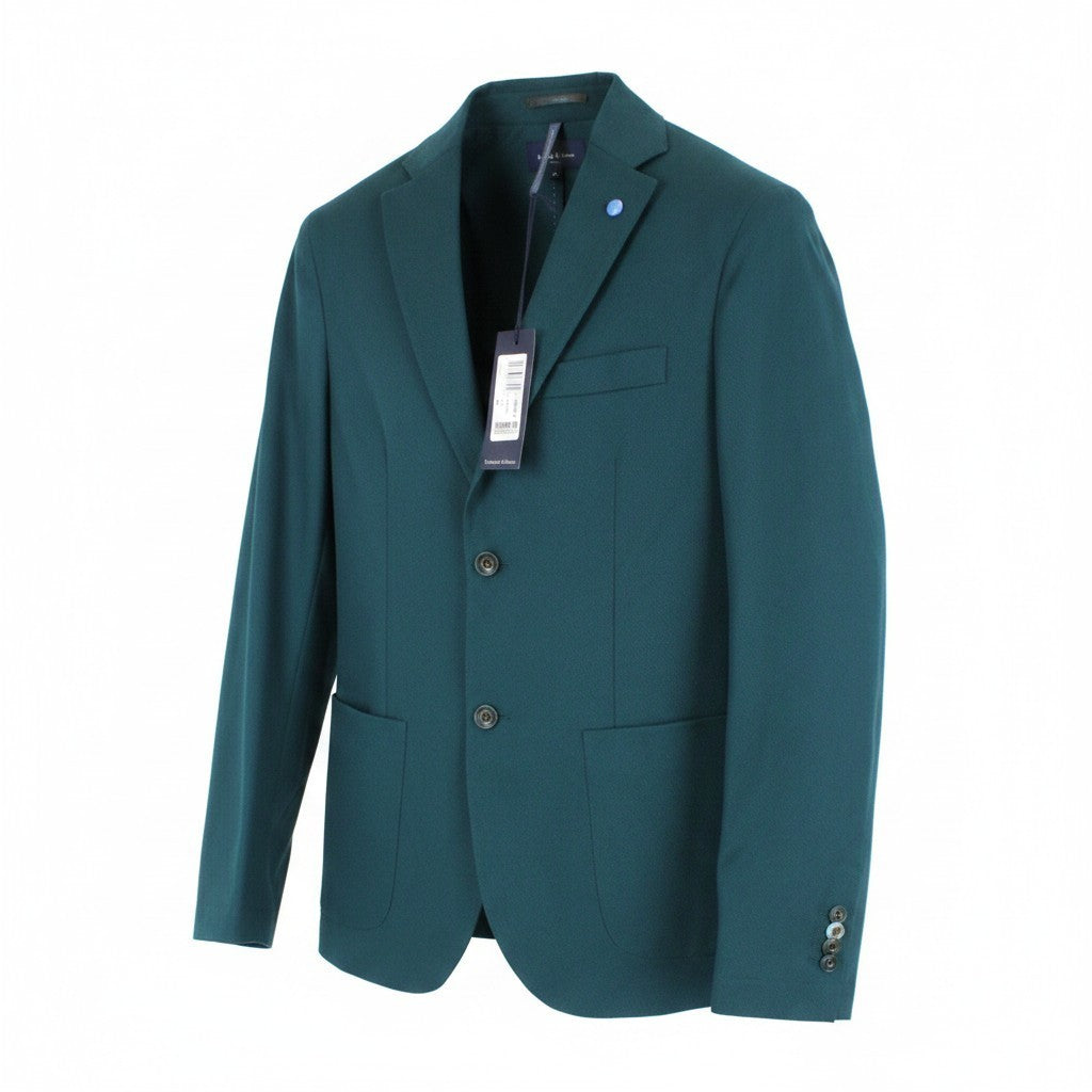 HARMONT & BLAINE Men Blazer 48 M Green Cotton Stretch Unlined Single-Breasted