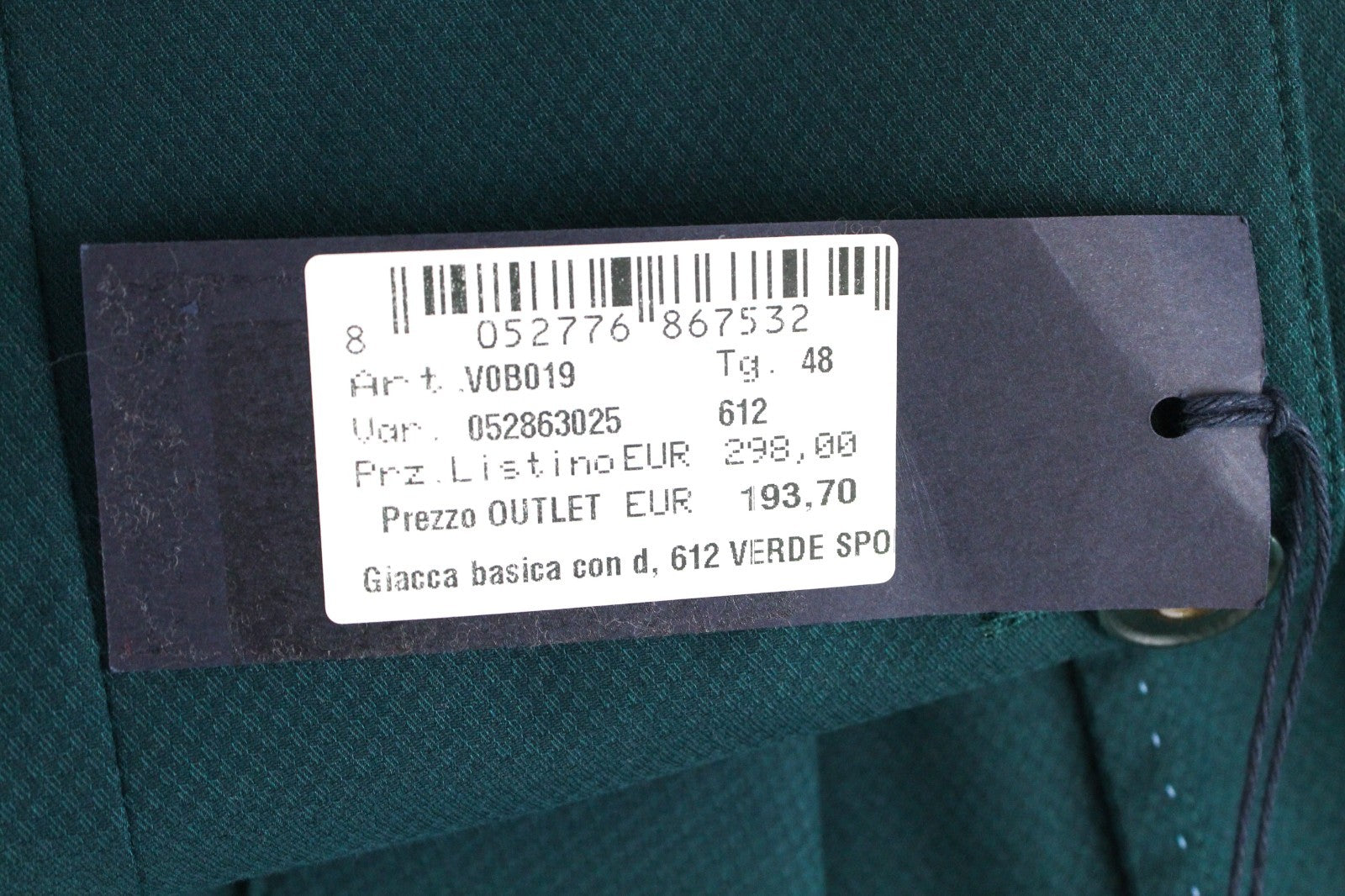 HARMONT & BLAINE Men Blazer 48 M Green Cotton Stretch Unlined Single-Breasted