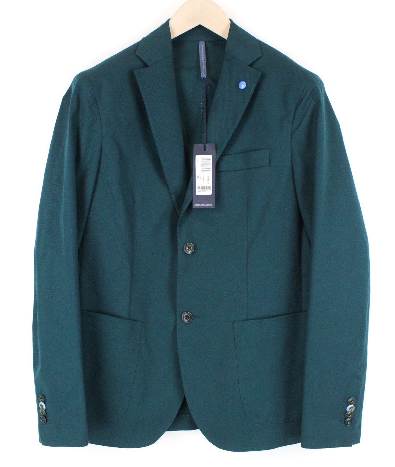 HARMONT & BLAINE Men Blazer 48 M Green Cotton Stretch Unlined Single-Breasted