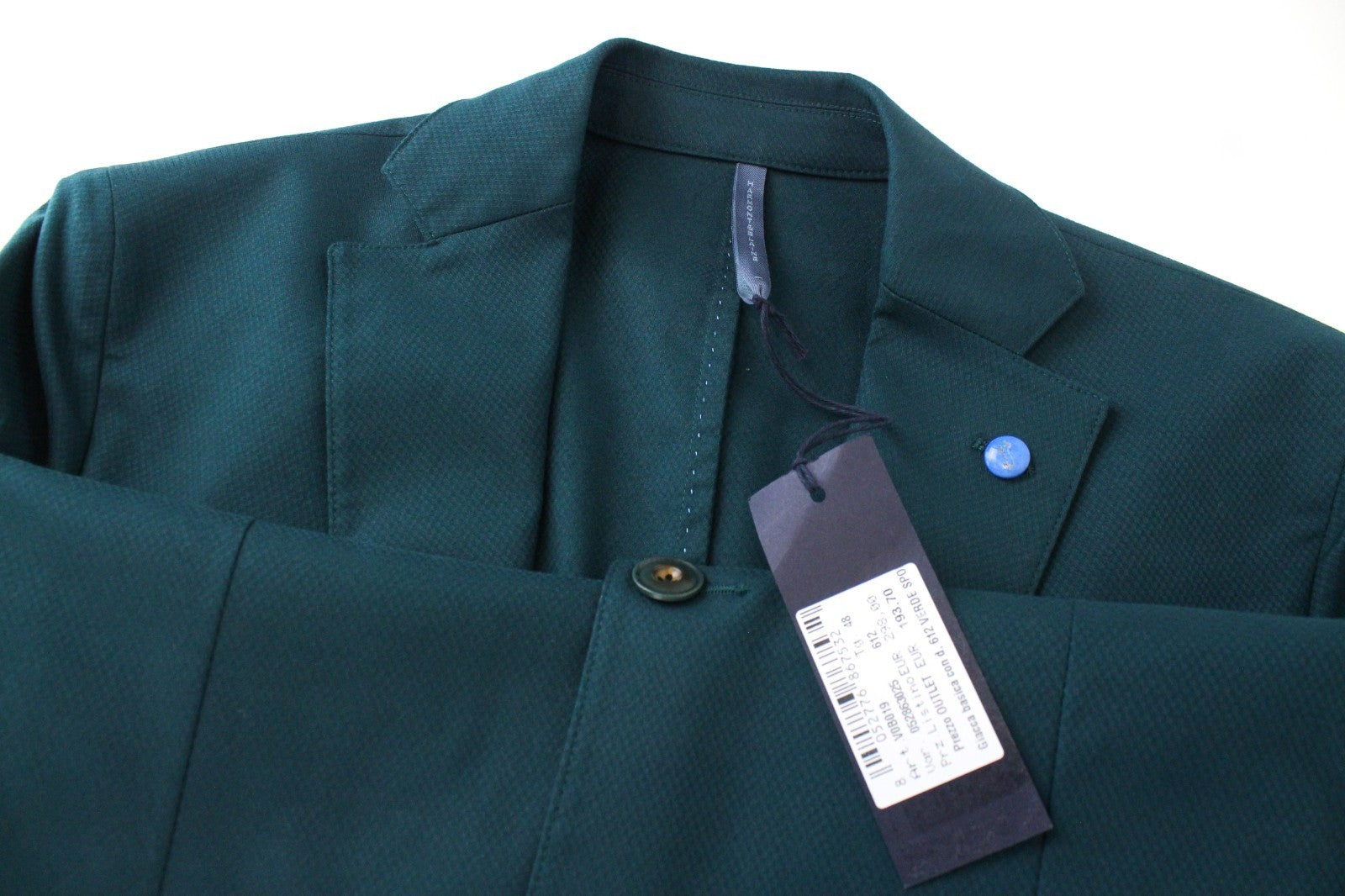 HARMONT & BLAINE Men Blazer 48 M Green Cotton Stretch Unlined Single-Breasted