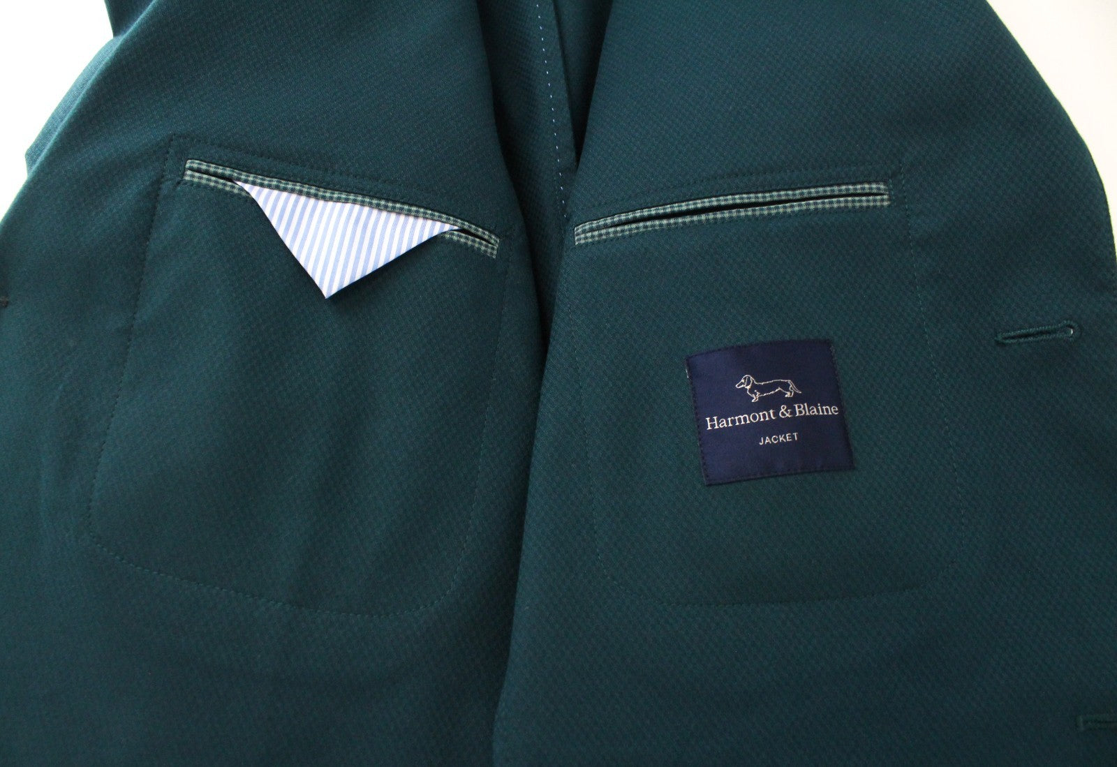 HARMONT & BLAINE Men Blazer 48 M Green Cotton Stretch Unlined Single-Breasted