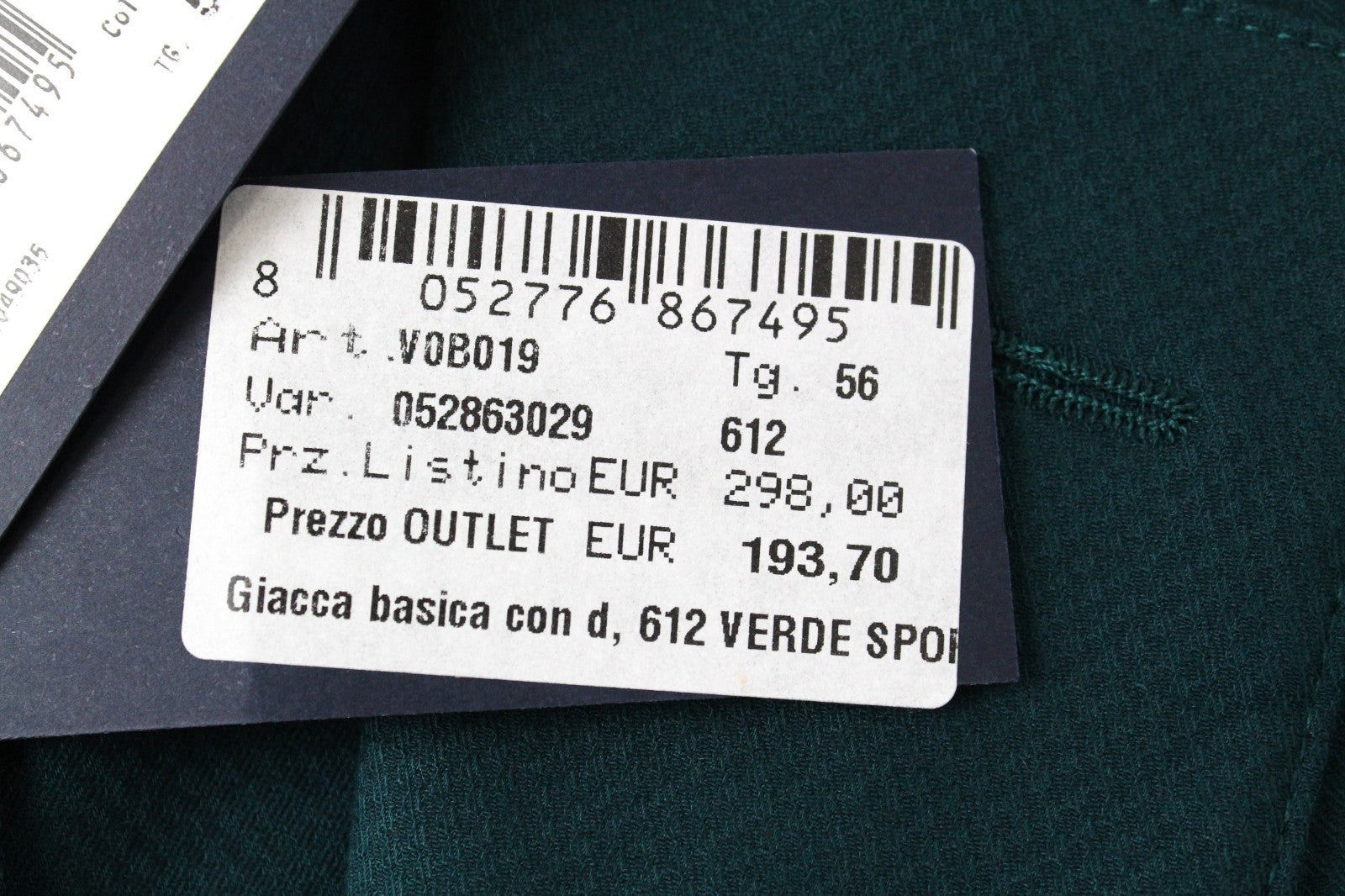 HARMONT & BLAINE Men Blazer 56 3XL Green Cotton Stretch Unlined Classic Notch