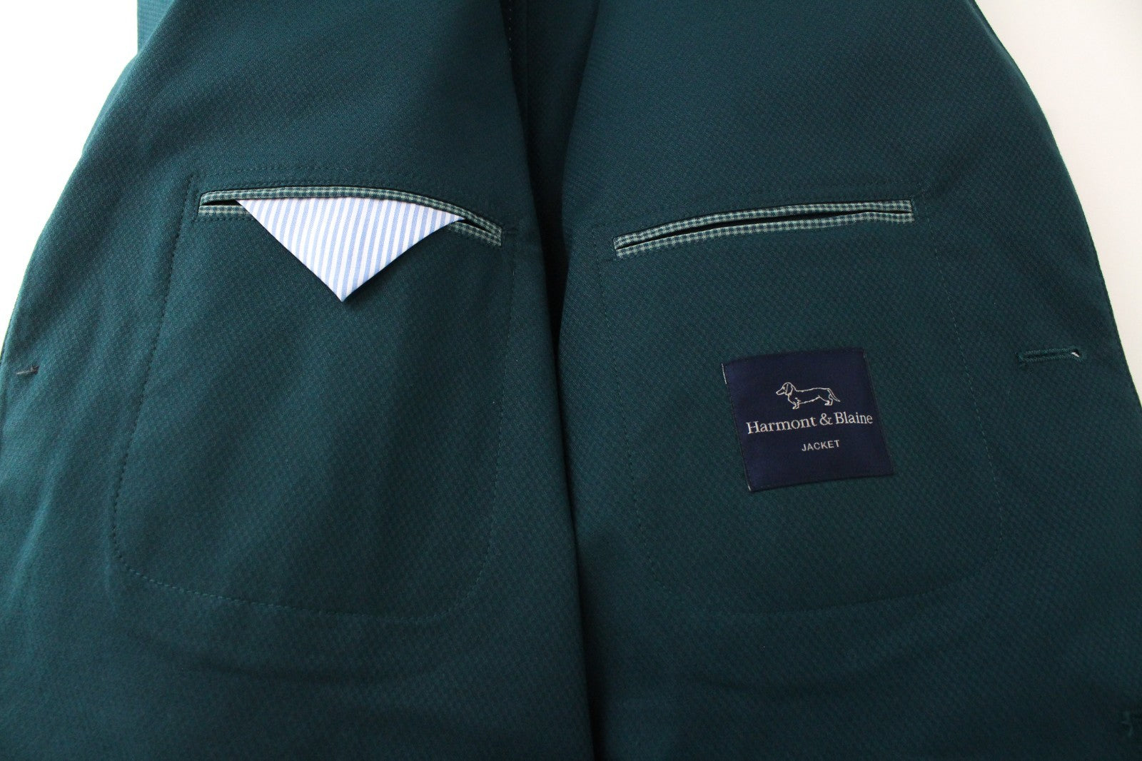 HARMONT & BLAINE Men Blazer 56 3XL Green Cotton Stretch Unlined Classic Notch